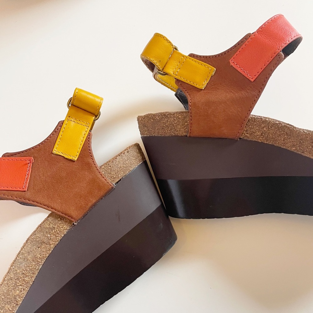 NAOT Genuine Leather Adjustable Color Block Wedge Sandals | 10/10.5 - Picture 6 of 10